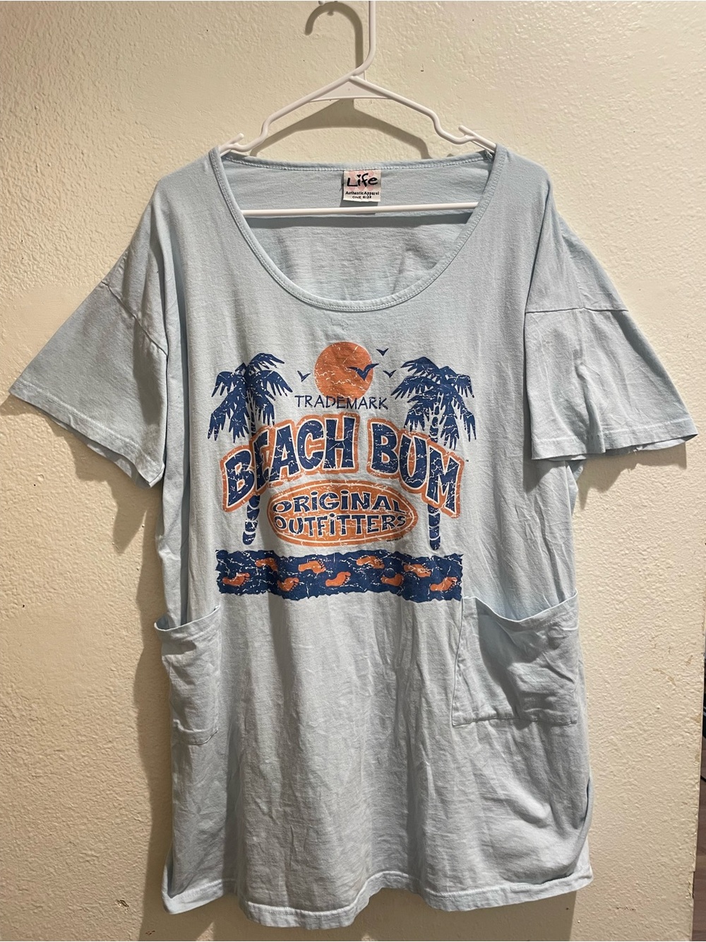 Vintage 90s Life Beach Bum Loungewear Tee Dress 🏝️ One Size Coastal Sleep Shirt